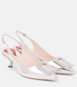 Roger Vivier Virgule 55 metallic leather slingback pumps