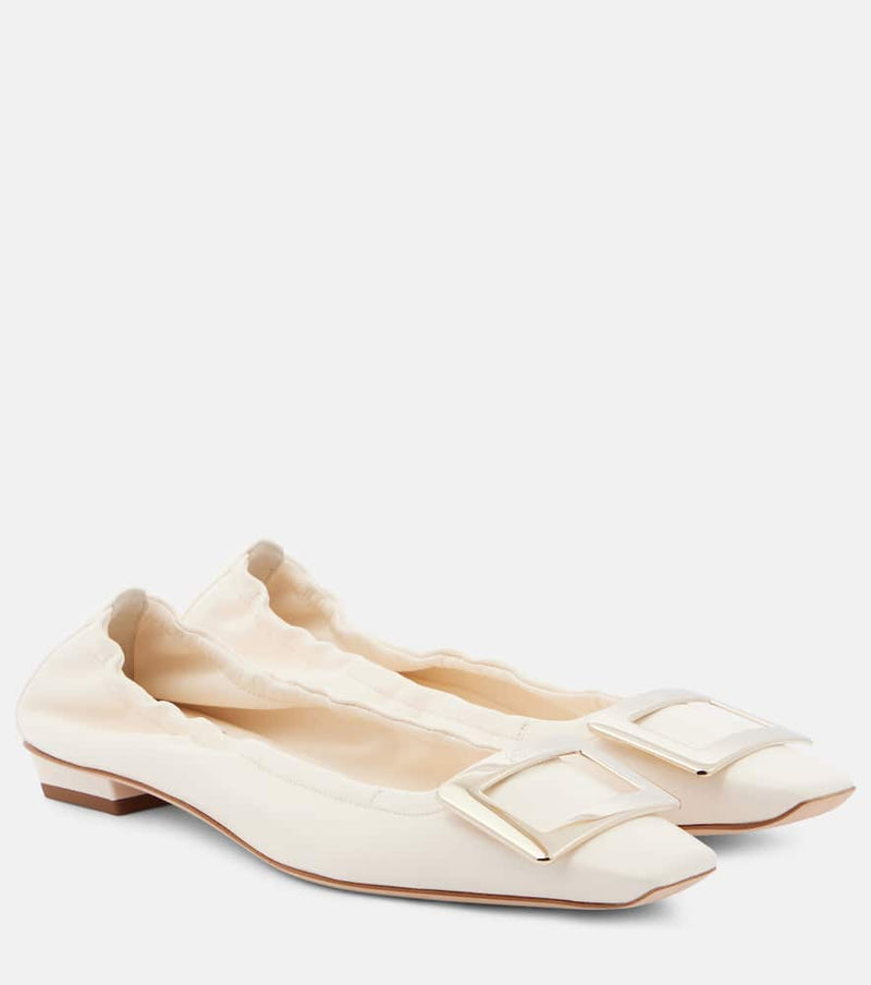 Roger Vivier Belle Vivier Leather Ballet Flats White