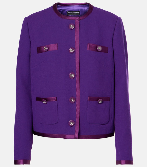 Dolce & Gabbana DG satin-trimmed wool-blend crêpe jacket