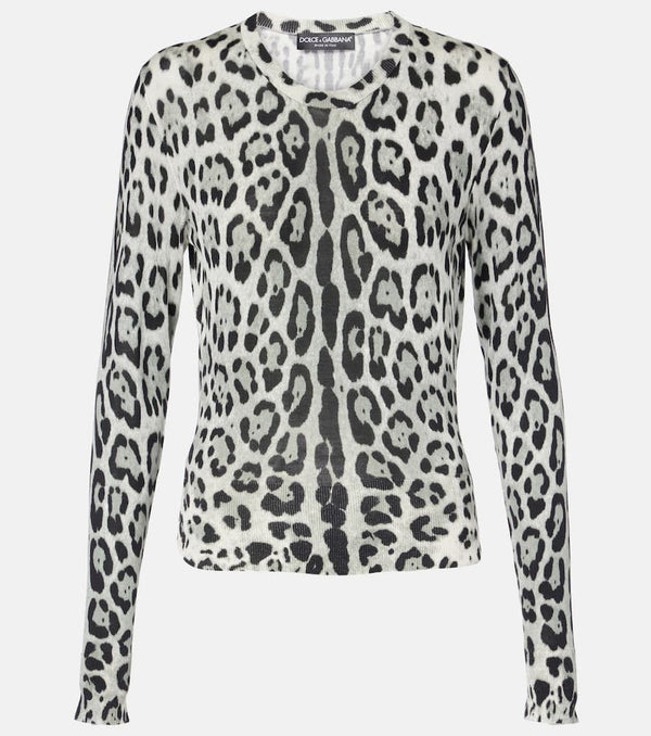 Dolce & Gabbana Animal-print silk sweater