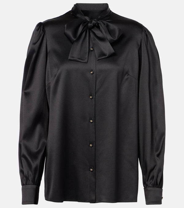 Dolce & Gabbana Tie-neck silk-blend satin blouse