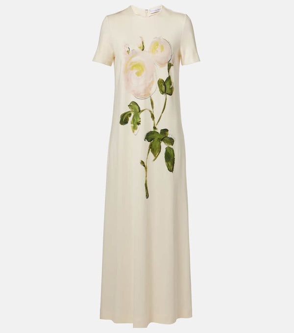 Oscar de la Renta Painted Roses jersey maxi dress