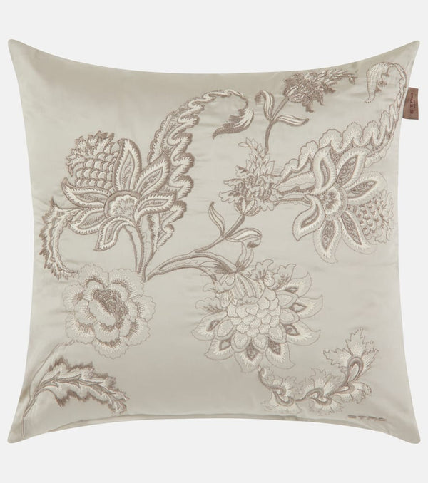 Etro Bloom embroidered cotton cushion