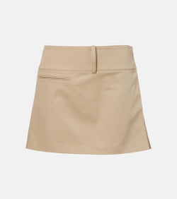 Courrèges Belted and pleated polycotton miniskirt