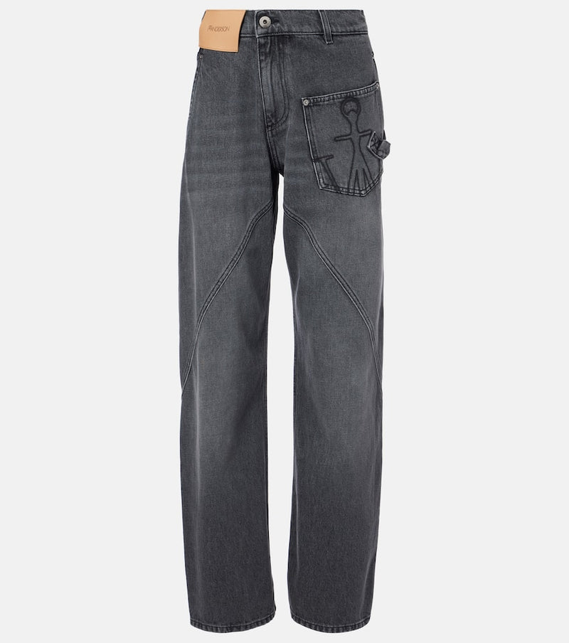 JW Anderson Twisted faded wide-leg jeans