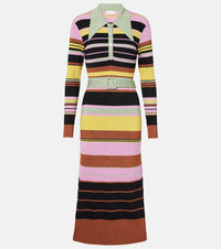 Rixo Striped metallic midi dress