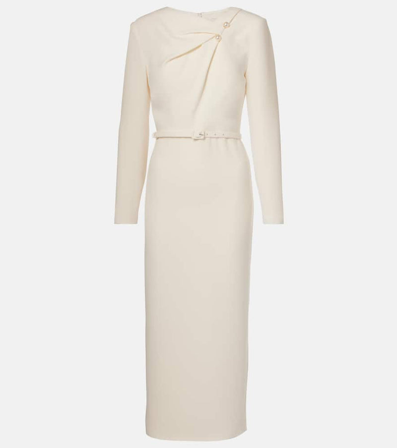 Roland Mouret Embellished belted cady midi dress