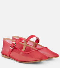 Le Monde Beryl Leather-trimmed mesh Mary Jane flats
