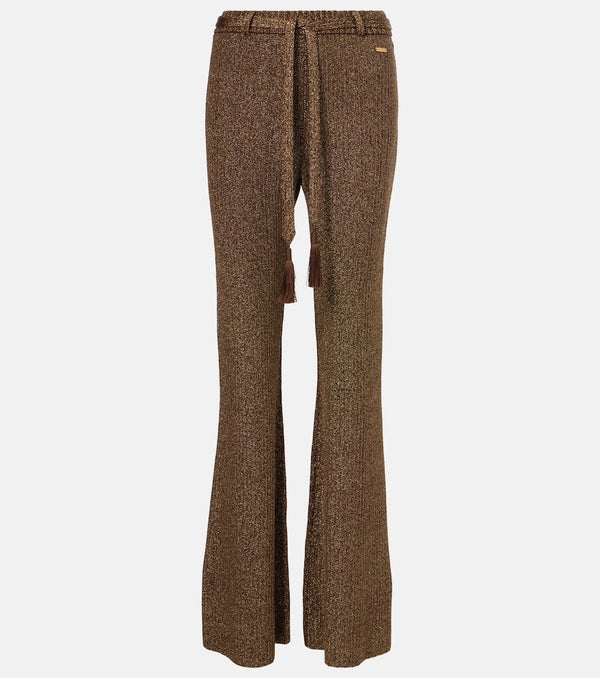 Tom Ford Ribbed-knit lamé wide-leg pants