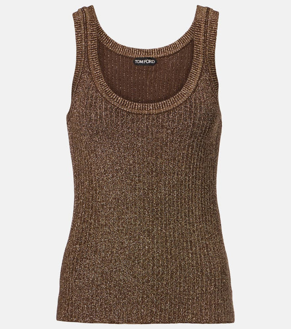 Tom Ford Ribbed-knit lamé tank top