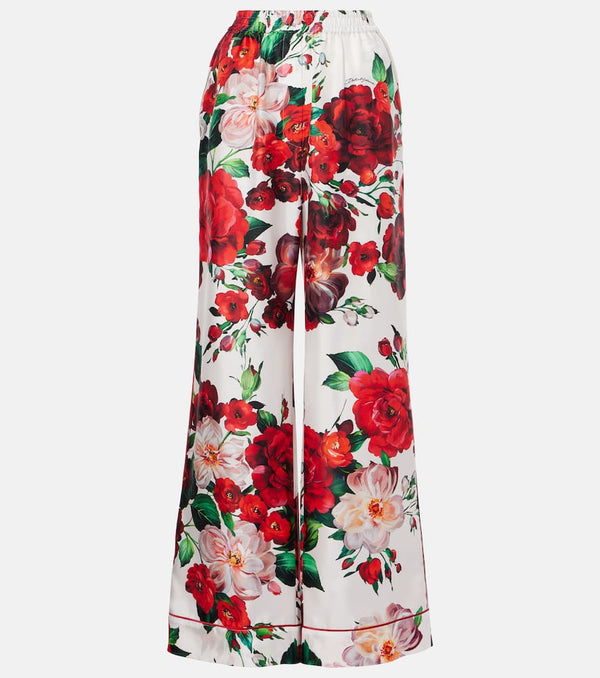 Dolce & Gabbana Floral silk satin wide-leg pants