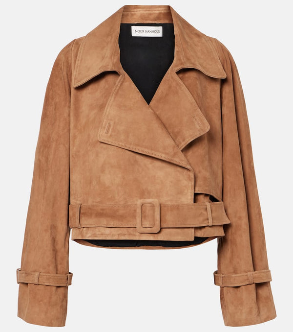 Nour Hammour Hatti cropped suede jacket