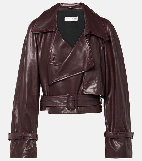 Nour Hammour Hatti cropped leather jacket