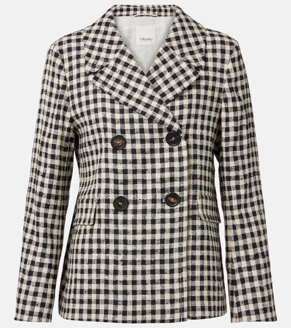 S Max Mara Fata checked cotton, silk, and hemp blazer