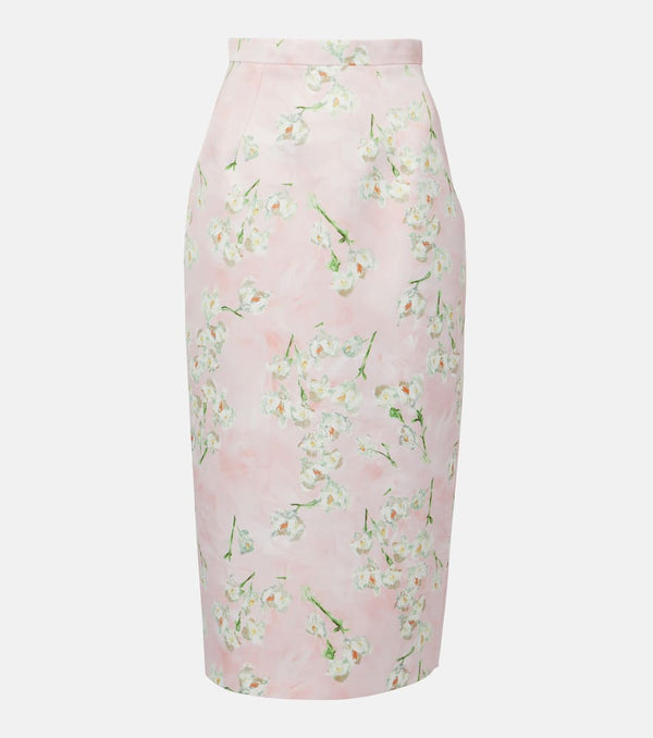 Emilia Wickstead Lorelei floral taffeta faille pencil skirt