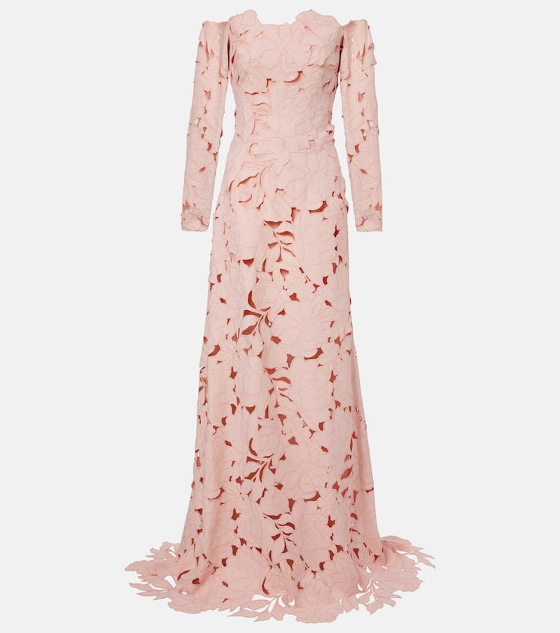 Costarellos Kasia floral off-shoulder lace gown