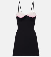 David Koma Feather-trimmed cady minidress
