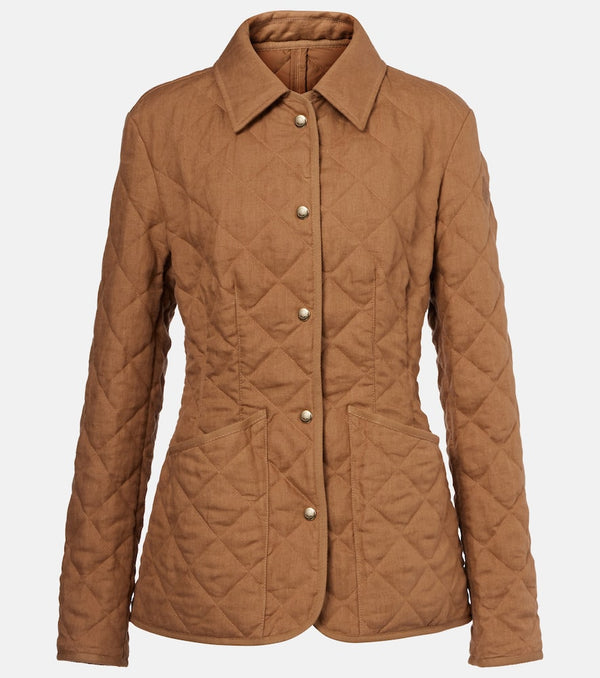 Moncler Uzes quilted leather-trimmed linen jacket