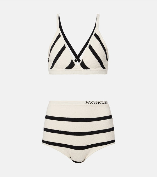 Moncler Striped cotton-blend bralette and briefs set