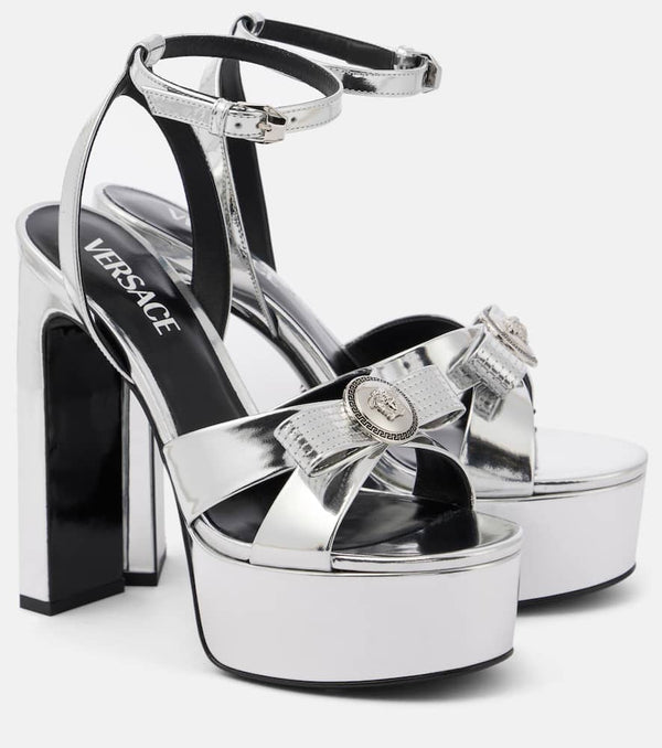 Versace Gianni Ribbon 140 metallic leather sandals