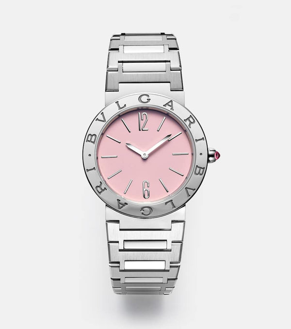 Bvlgari Bvlgari Bvlgari 33mm stainless steel watch with rubellite