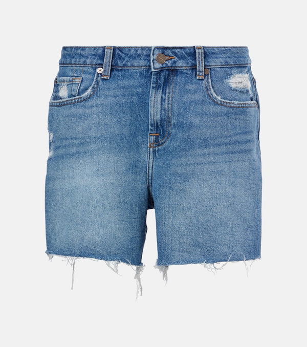 7 For All Mankind Distressed mid-rise denim shorts