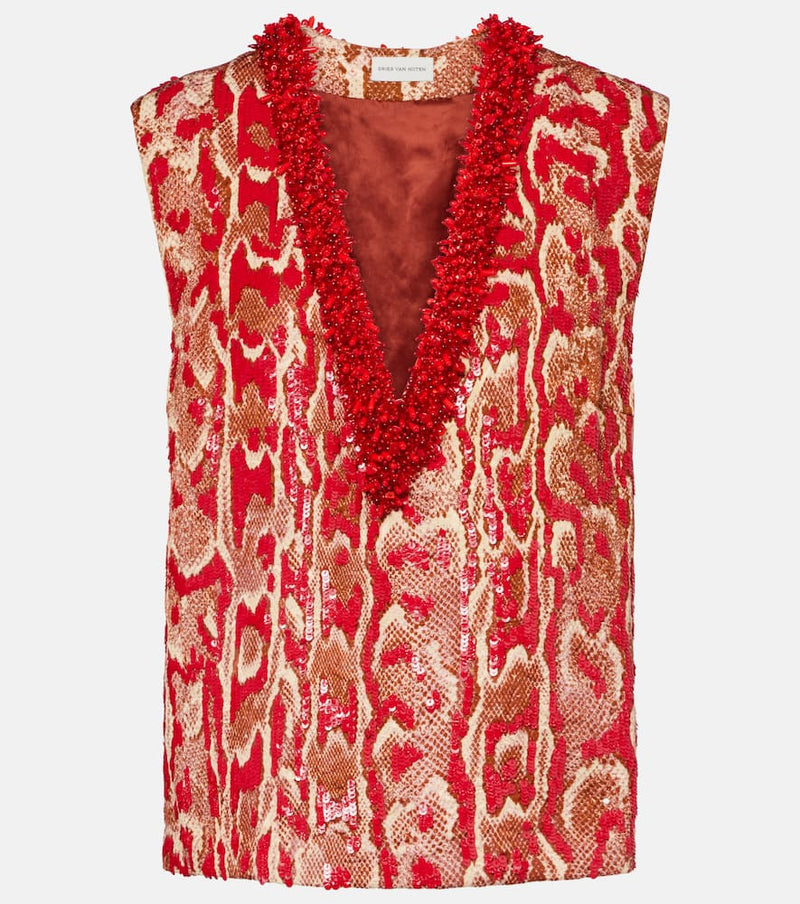 Dries Van Noten College beaded-embellished top