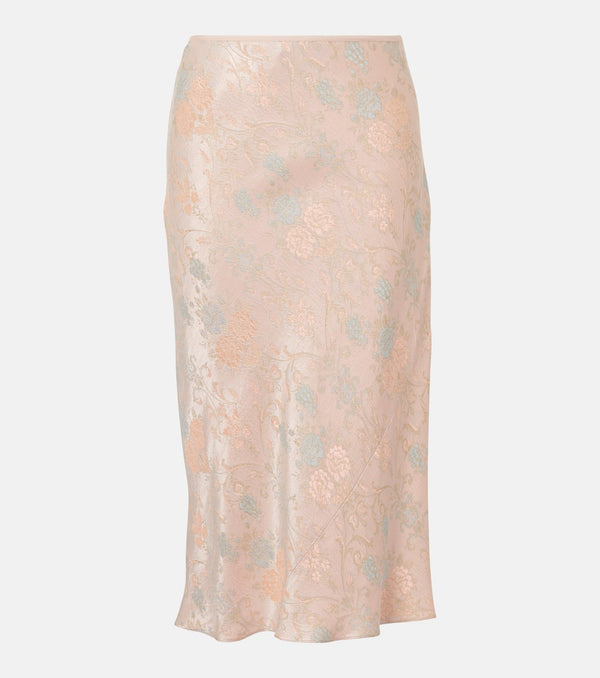 Dries Van Noten Satin jacquard midi skirt