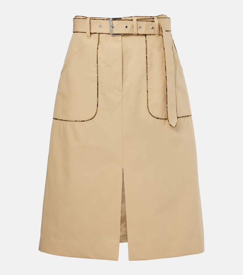 Dries Van Noten Belted cotton poplin midi skirt