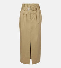 Dries Van Noten Belted pleated cotton midi skirt