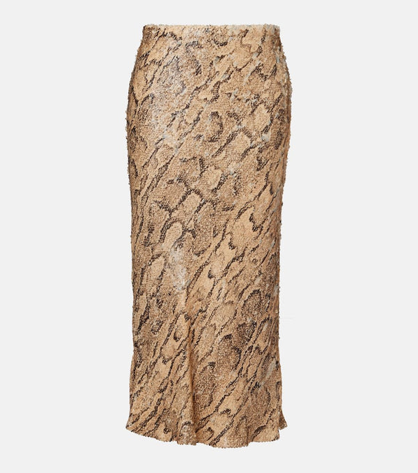 Dries Van Noten Sequined snake-print pencil skirt