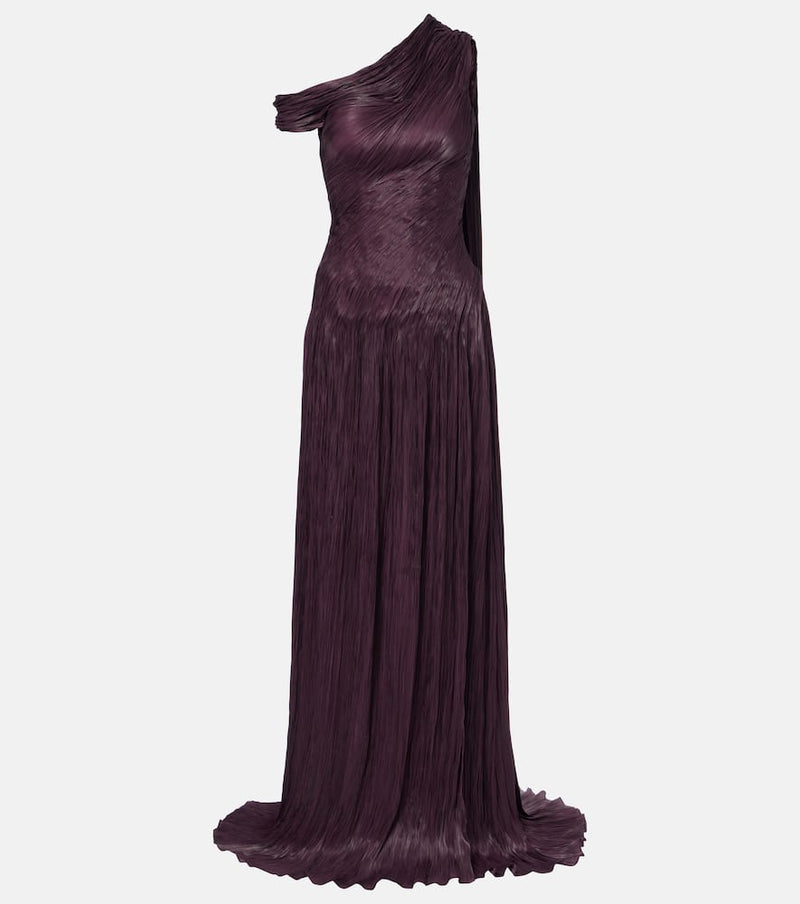 Marmar Halim Draped pleated silk chiffon gown
