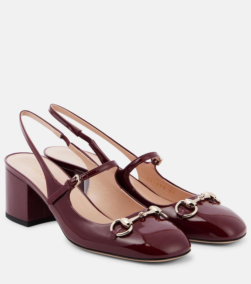 Gucci Horsebit patent leather slingback Mary Jane pumps