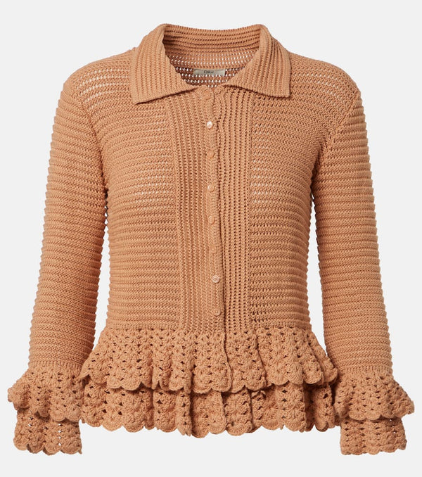 Chloé Ruffled crochet cotton cardigan