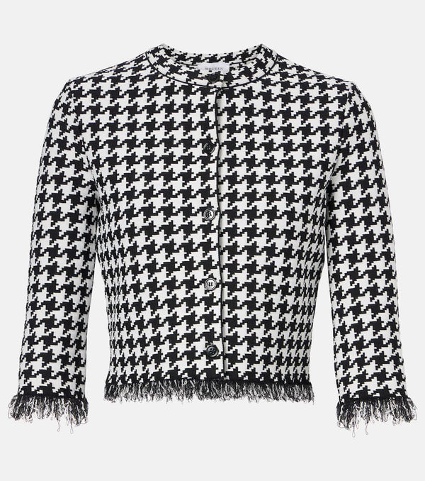 Alexander McQueen Houndstooth fringed jacquard cardigan