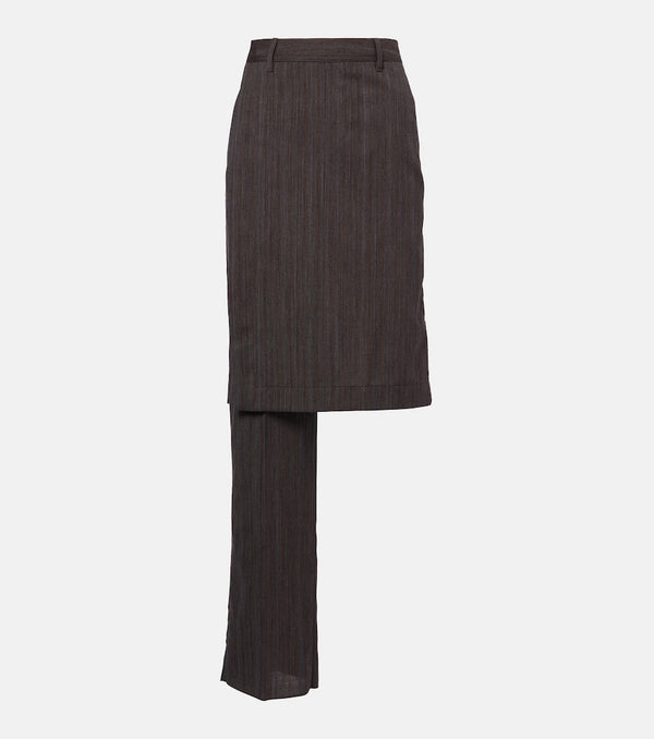 Bottega Veneta Asymmetric striped wool skirt pants