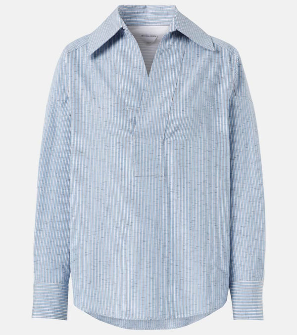 Bottega Veneta Striped cotton and linen-blend blouse