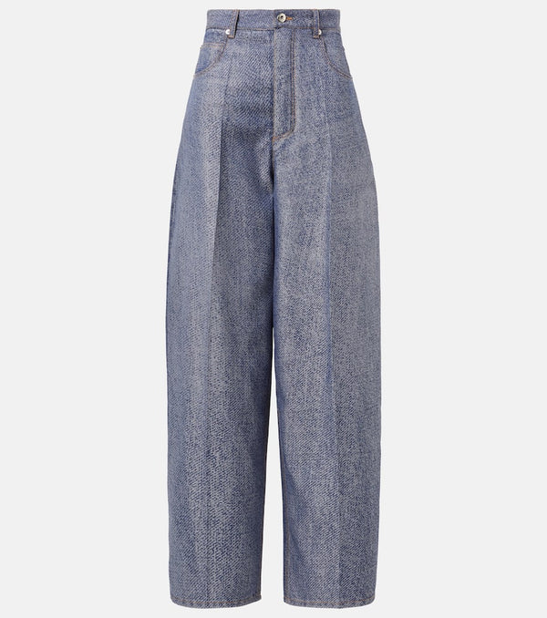 Bottega Veneta Trompe l'ail wool and cotton wide-leg pants