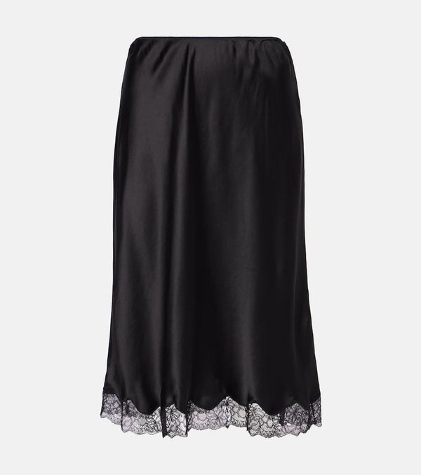 The Row Irene lace-trimmed silk charmeuse slip skirt