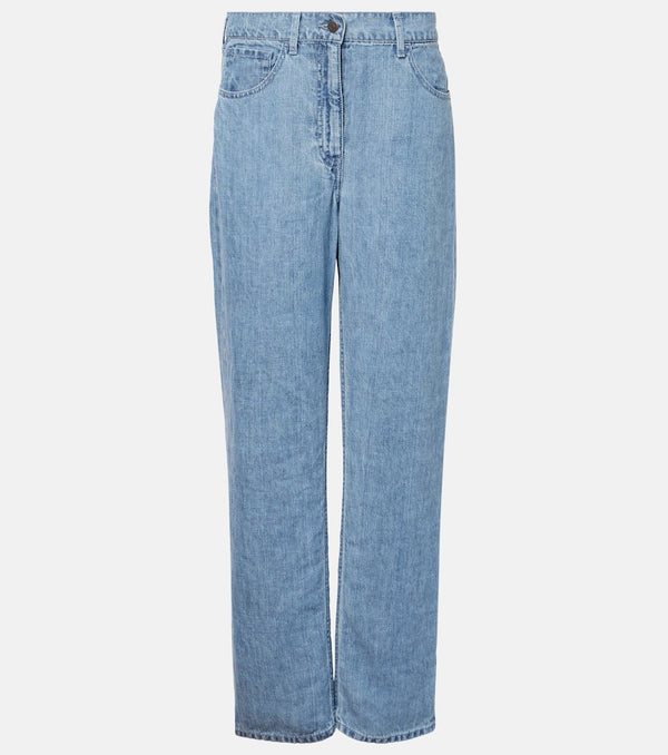 The Row Tarley mid-rise linen wide-leg jeans