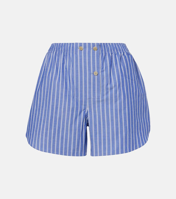 The Row Nicasia striped cotton poplin shorts