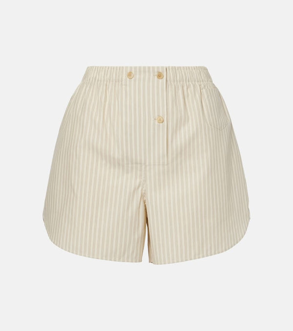 The Row Nicasia striped cotton poplin shorts