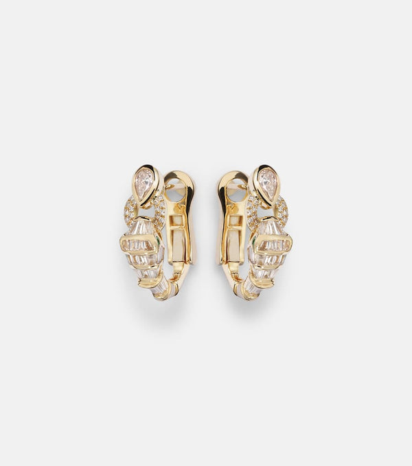 Shay Jewelry Serpentine 18kt gold hoop earrings with diamonds