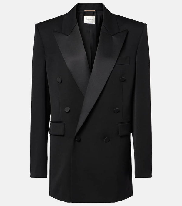 Saint Laurent Satin-trimmed wool suit jacket