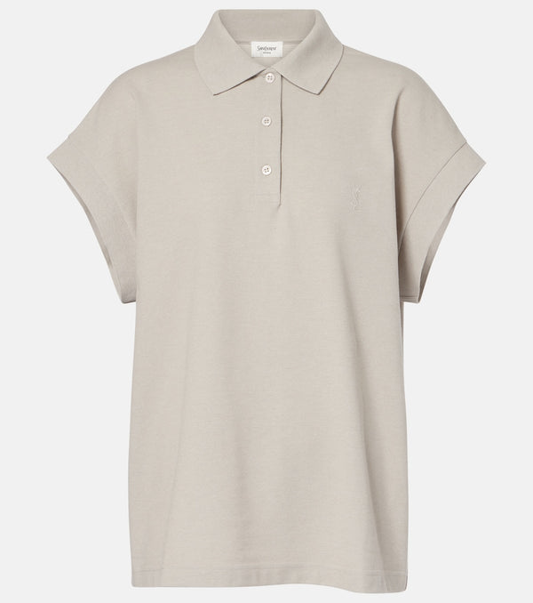 Saint Laurent Cassandre cotton-blend piqué polo shirt