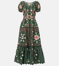 Farm Rio Tiered floral cotton poplin maxi dress