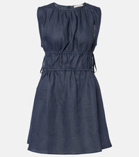Asceno Como gathered linen minidress