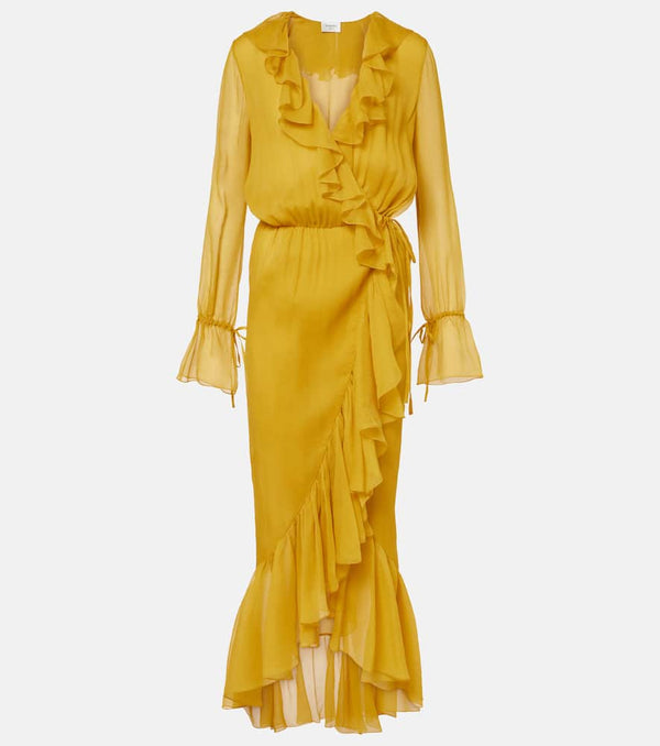 Saint Laurent Ruffled silk crepon wrap dress