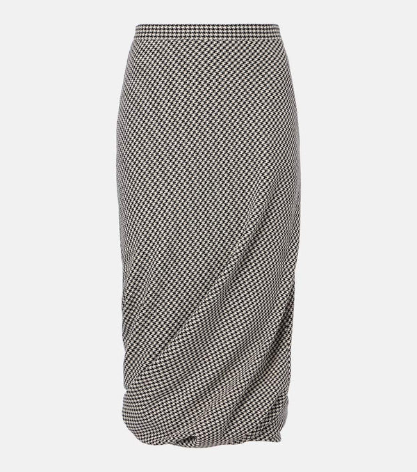 Balenciaga Twisted houndstooth wool pencil skirt