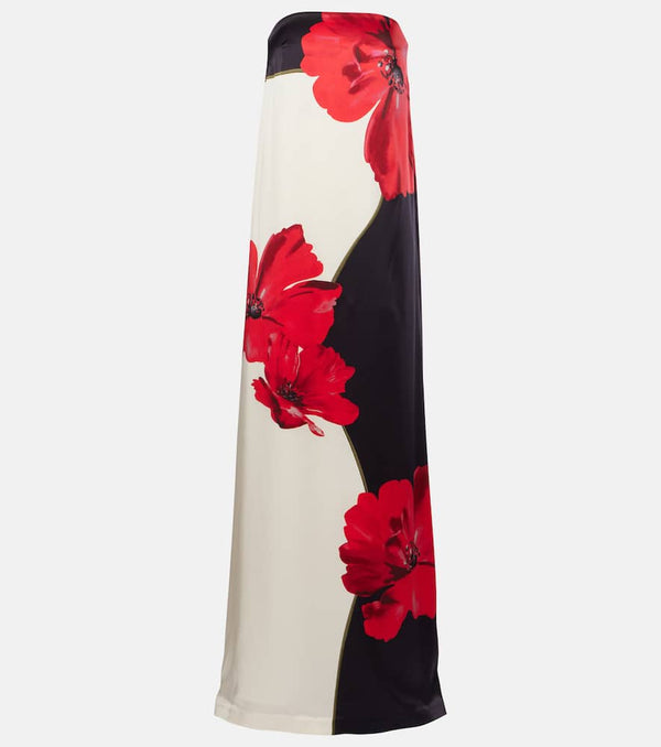 Rebecca Vallance Amapola floral strapless silk satin gown